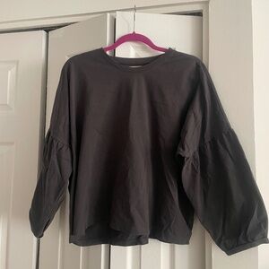Madewell Gray Shirt with Puffy Long Sleeves
